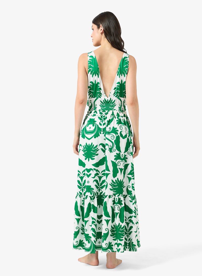 ايلا ملابس سباحة بطبعة أحادية اللون مع سارونغ - Image 2